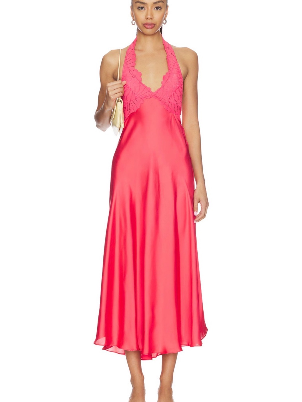 Free People Petal Party Midi Slip Dress in Tart Berry - Size L